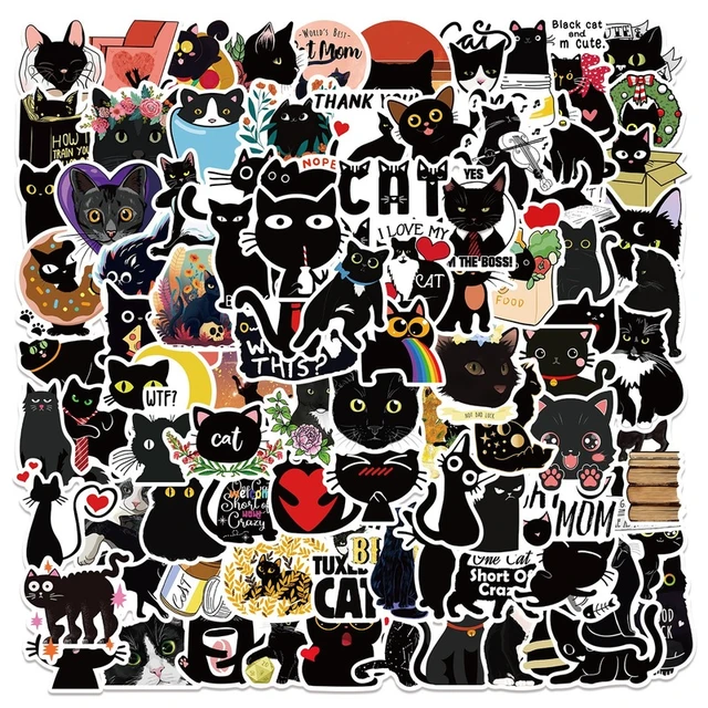 Adesivos de carro gato preto dos desenhos animados Decalque impermeável  para corpo do carro Decoração de janela Decalques de vinil Cat Auto -  AliExpress