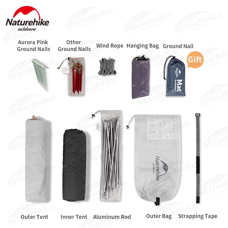 Camping Tent Portable Tent Naturehike Mongar 2 Tent Ultralight Waterproof 20D Nylon Double Layer Professional for 2 Person