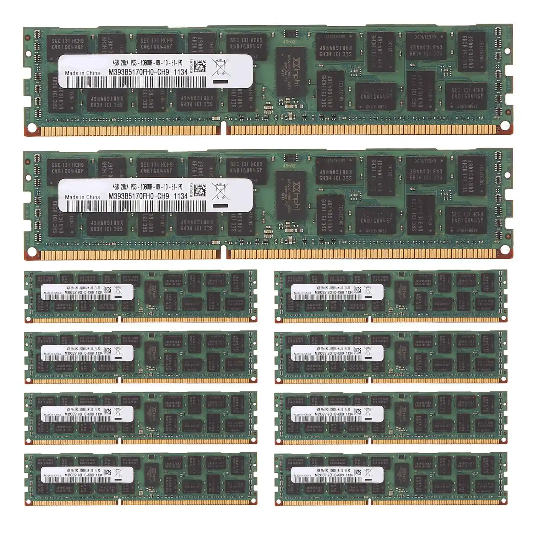 

10PCS DDR3 4GB 1333Mhz RECC Ram PC3L-10600R Memory 240Pin 2RX4 1.5V REG ECC Memory RAM for X79 X58 Motherboard