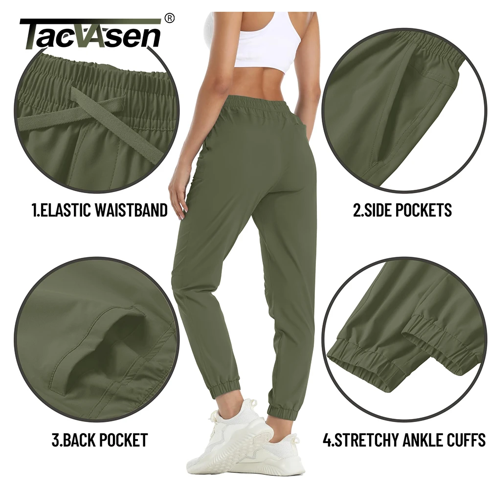 TACVASEN 여름 빠른 건조 바지 여성 하이킹 러닝 조깅 바지 캐주얼 스포츠 체육관 피트니스 운동 훈련 바지 야외