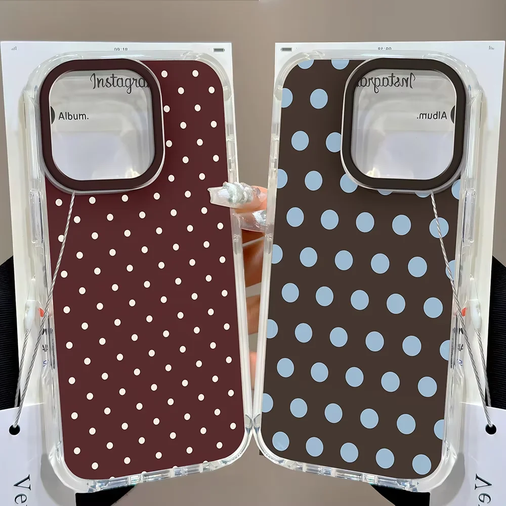 Luxury Brown and Red Polka Dots Phone Case - Y2K Soft Cover