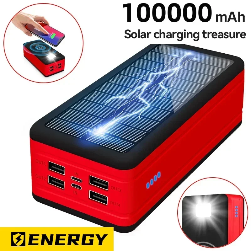 New Power Bank 100000Mah Outdoor Compass Cintura Impermeabile Ricarica Super Veloce Multifunzionale Power Bank Solare Spedizione Gratuita