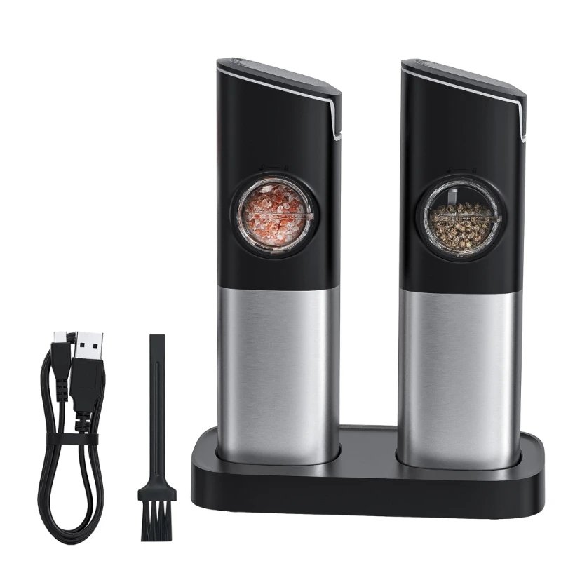 

W8KC Electric Salt and Pepper Grinder Set Large Capacity USB Rechargeable