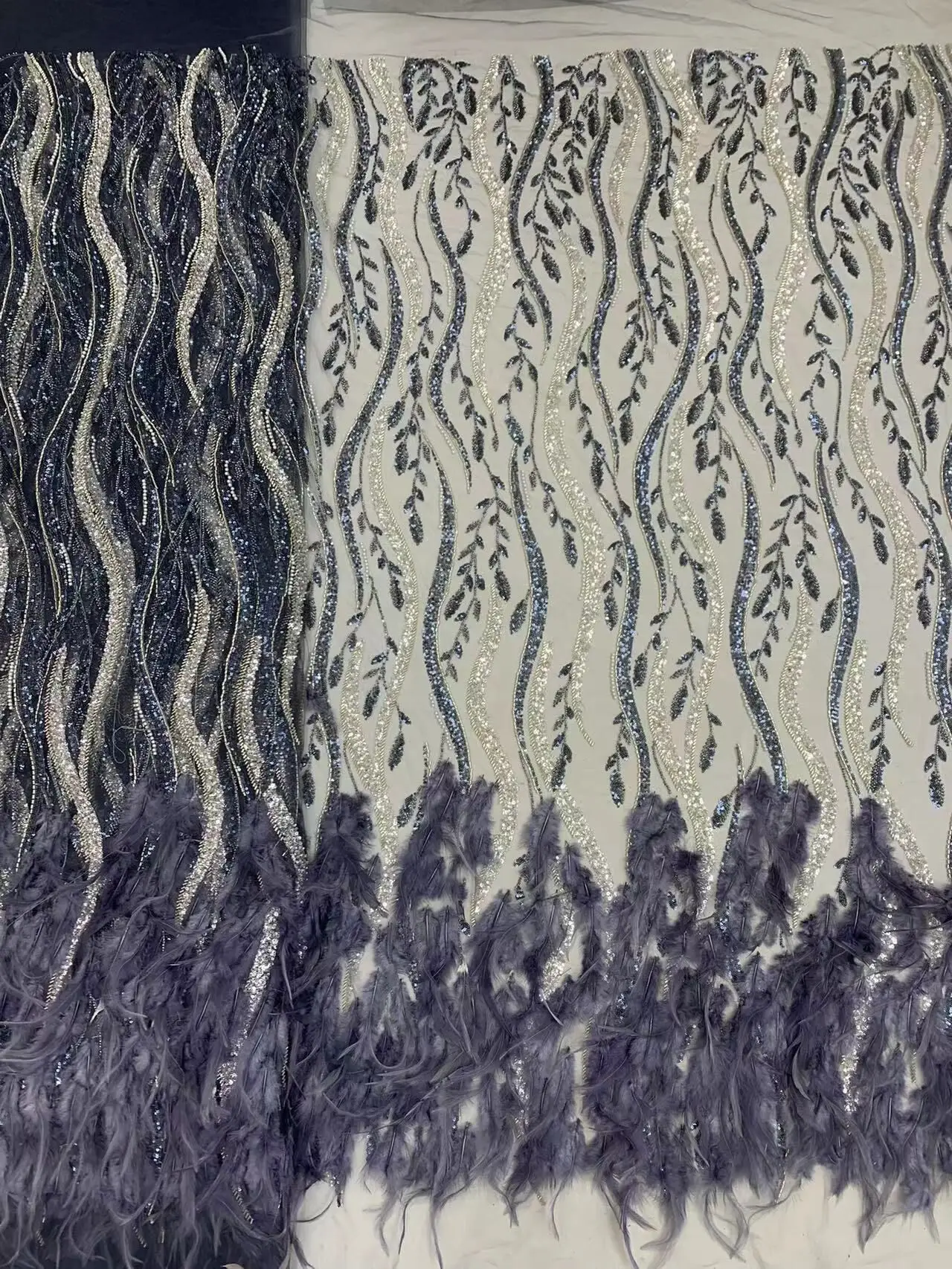 

Fashion French Embroidery Beaded Tulle Lace Fabric high quality J-1308724 African Nigerian Sequin Lace Fabric For Wedding Dress