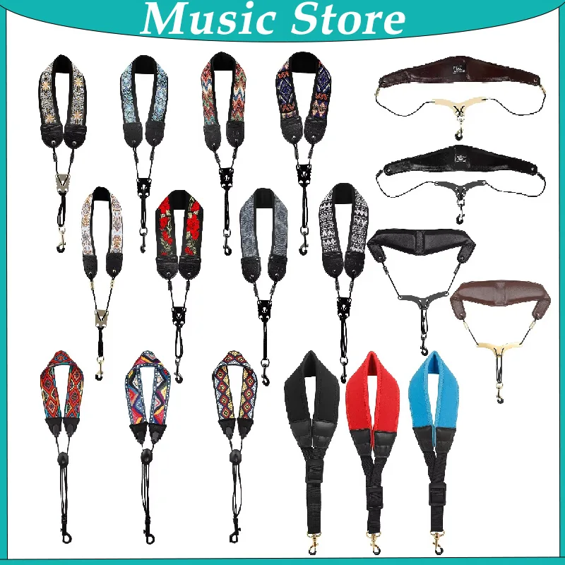 Premium Adjustable Leather Saxophone Neck Strap - Universal Fit for Soprano, Alto, and Tenor Saxophones