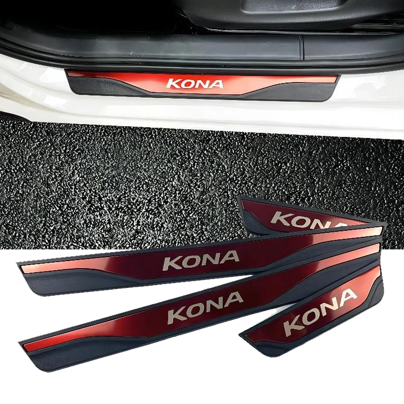 Door Sill Protection Cover Trim Scuff Plate Car Accessories For HYUNDAI KONA 2018 EV door sill sticker door sill plate