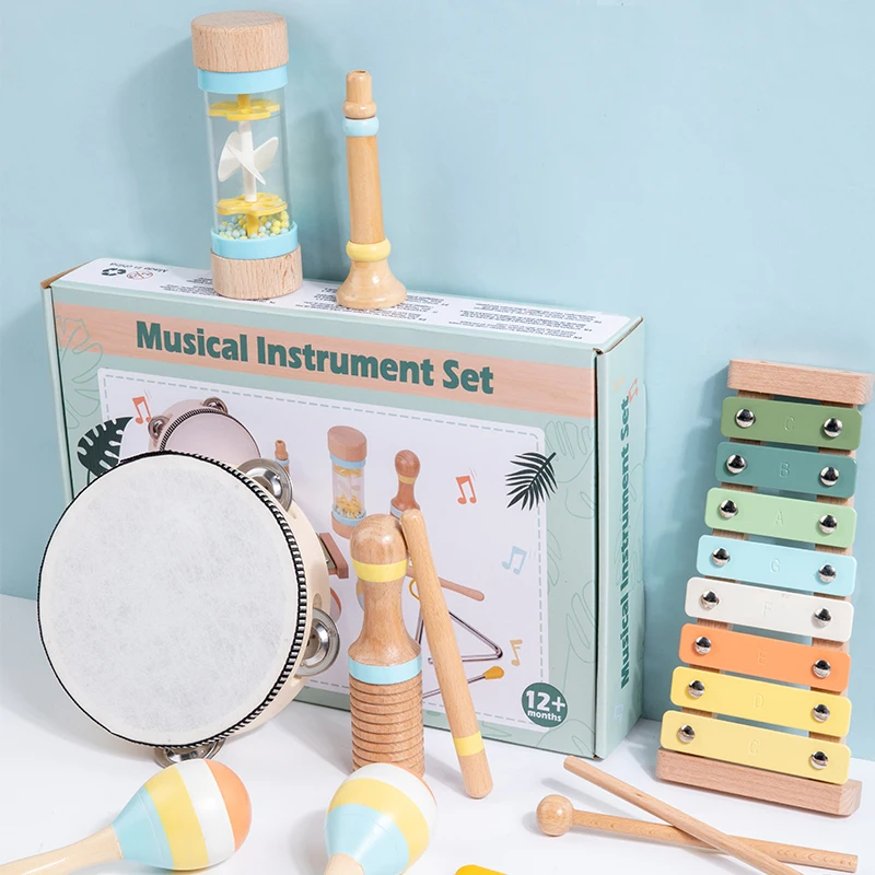 Music Set Montessori Musical Instrument Baby Children Wooden Percussion Instrument Toy Early Educational Knocking Toys for Kids 5