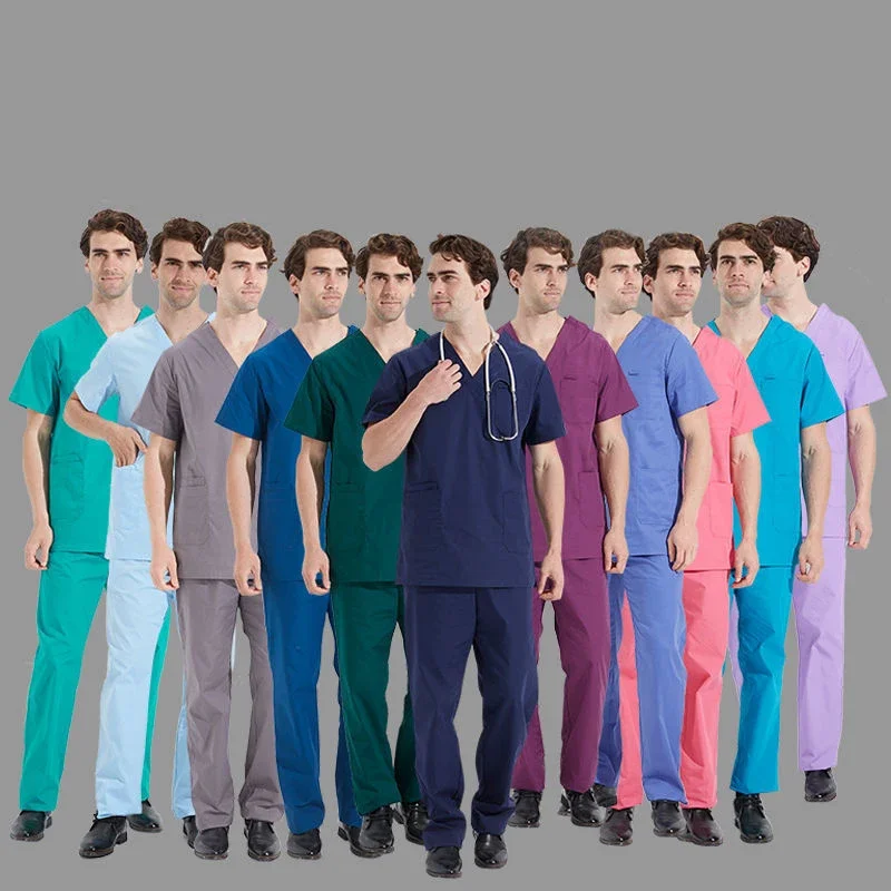 Male Scrubs Uniform Household Medical Hospital Wear for Men Surgery Doctor Nurse Working Surgical Medical Clothing Set