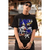 الظل القنفذ الكرتون هدية تي شيرت للرجل بلوزات كبيرة الحجم Vintage Heroes سونيك تيشيرت مطبوع 100% القطن ملابس رجالية 4