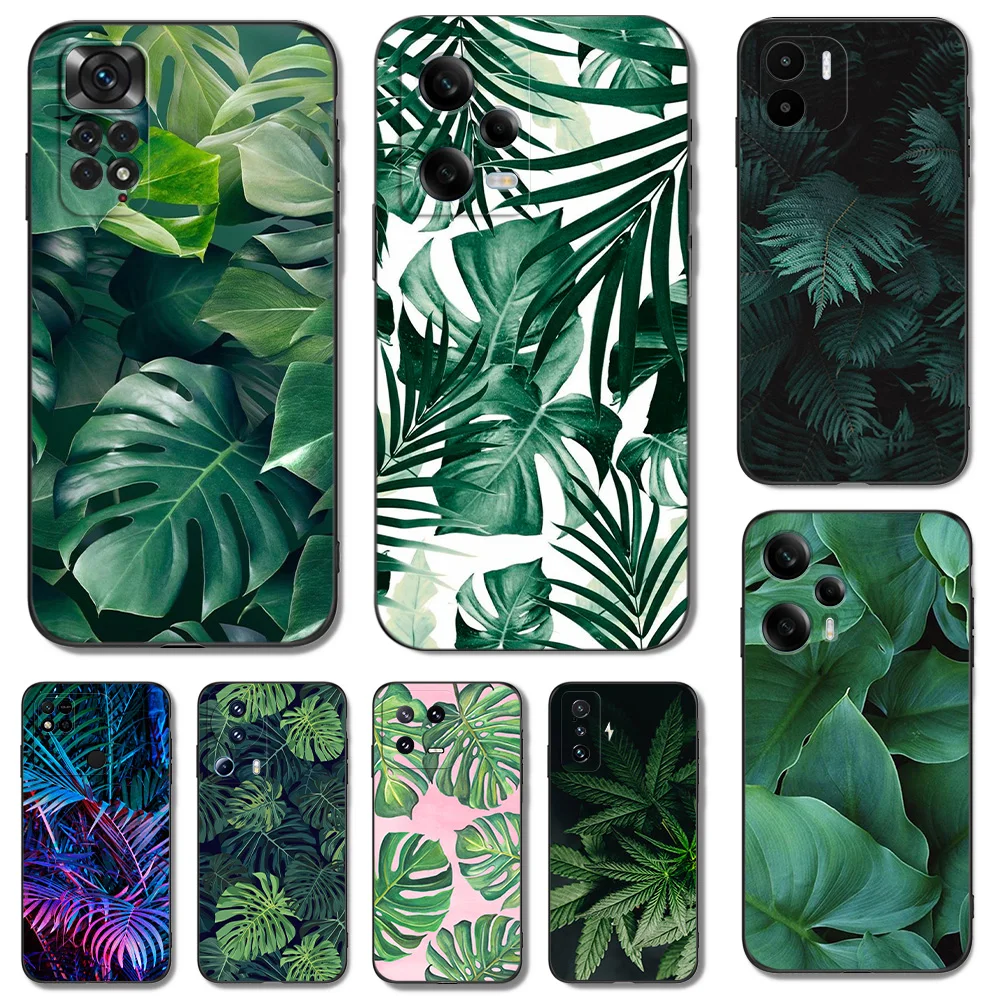 Custodia In Tpu Nero Per Xiaomi 13 Pro Lite Cover Per Telefono Foglie Di Monstera Verde