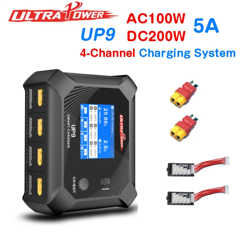 

Ультра мощный UP9 AC 100W DC 200W IPS LCD четырехканальное умное зарядное устройство для 1-6S LiPo/LiHV/LiIon/LiFe батареи
