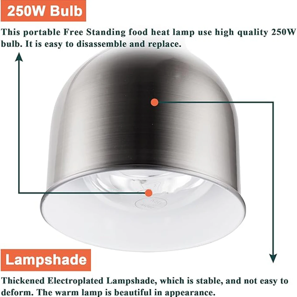 DW1 Food Heat Lamp Commercial Food Warmer Lamp Food Service Restaurant Retractable Heat Lamp Heating Lamp for Food Warming 4