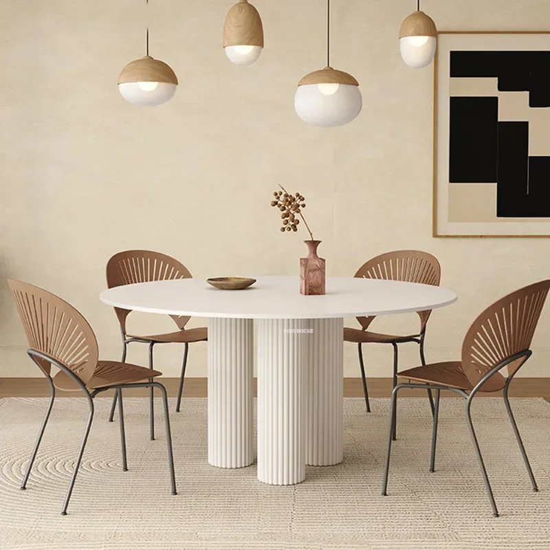 Nordic Designer Slate Dining Tables Light Luxury Round Table Room Furniture Small Apartment