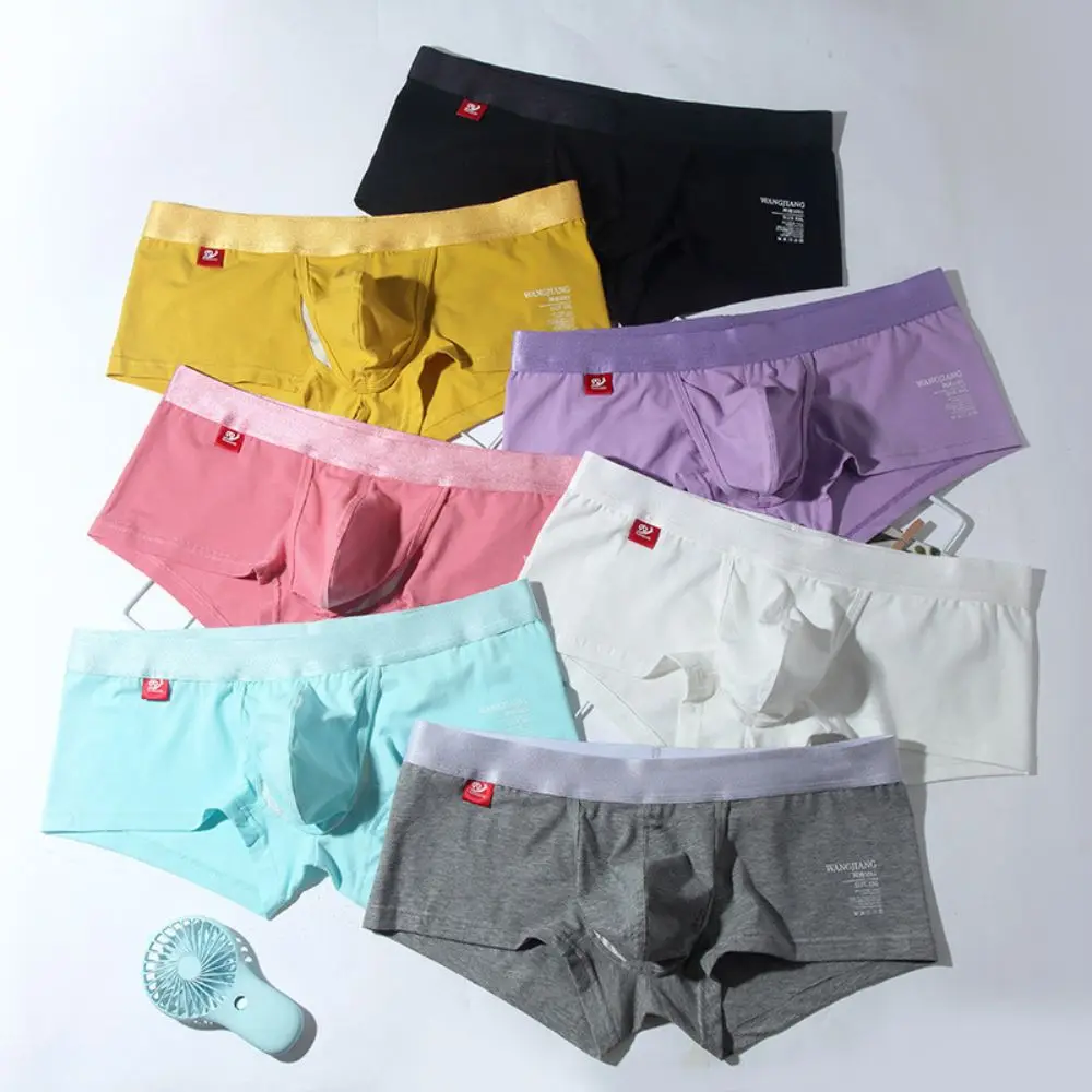 

Men'S Boxer Shorts Men Underwear Cotton Breathable Solid Color U Convex Underpants Comfort Male Panties Flat Corner Underpants