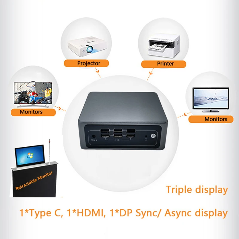 Intel i7 Mini PC, Dual 2.5G LAN, Optional RAM, M.2 NVME SSD, HDMI+DP+Type-C, Fan Cooling Industrial NUC Computer