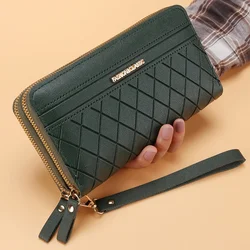 Elegant Women's Tassel Clutch with Double Zipper and Card Holder (Green Wallet)