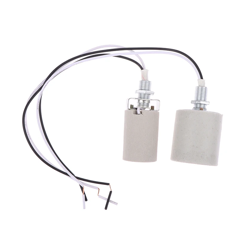 LED Light Ceramic Screw Heat Resistant Adapter Home Use Socket Round For E14 Bulb Base E27 Lamp Holder With Cable Lamp Holder Lamp Bulb Holder Lamp Base Lamp Socket Adapter Diy Lighting Accessories