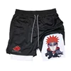 2025 Men's 2 in 1 Workout Fitness Running Anime Print Performance Shorts Athletic Compression with Towel Loop Pockets Gym 5