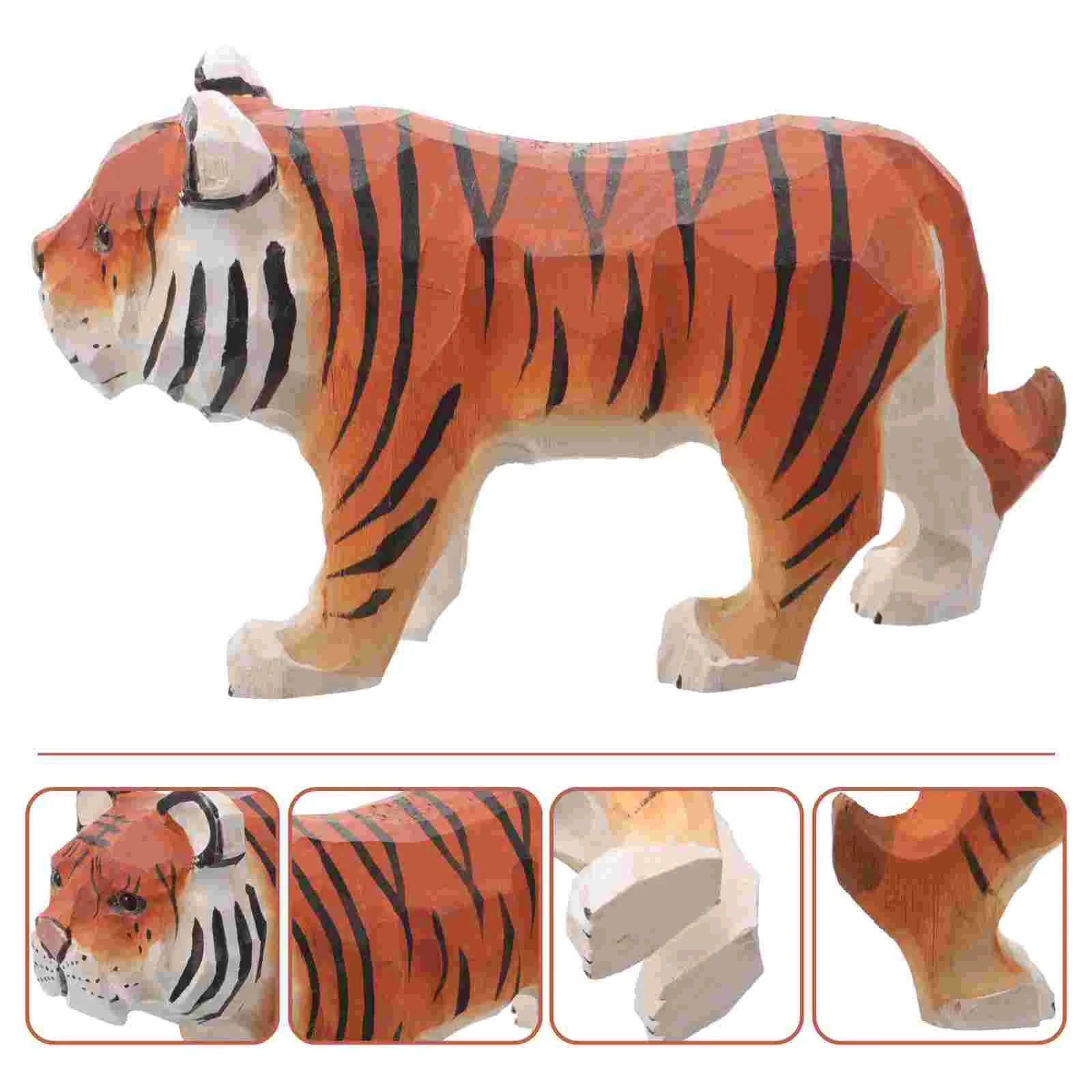 

Carved Tiger Desktop Decor Natural Wooden Tiger Wooden Tiger Craft Figurine