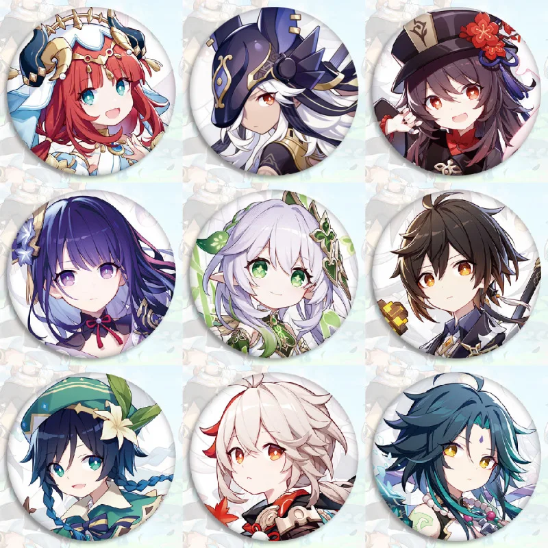 

20Pcs Genshin Impact Yae Miko Nilou Kaedehara Kazuha Eula Sangonomiya Kokomi Klee Badges Brooches Clothing Bag Decoration Toys