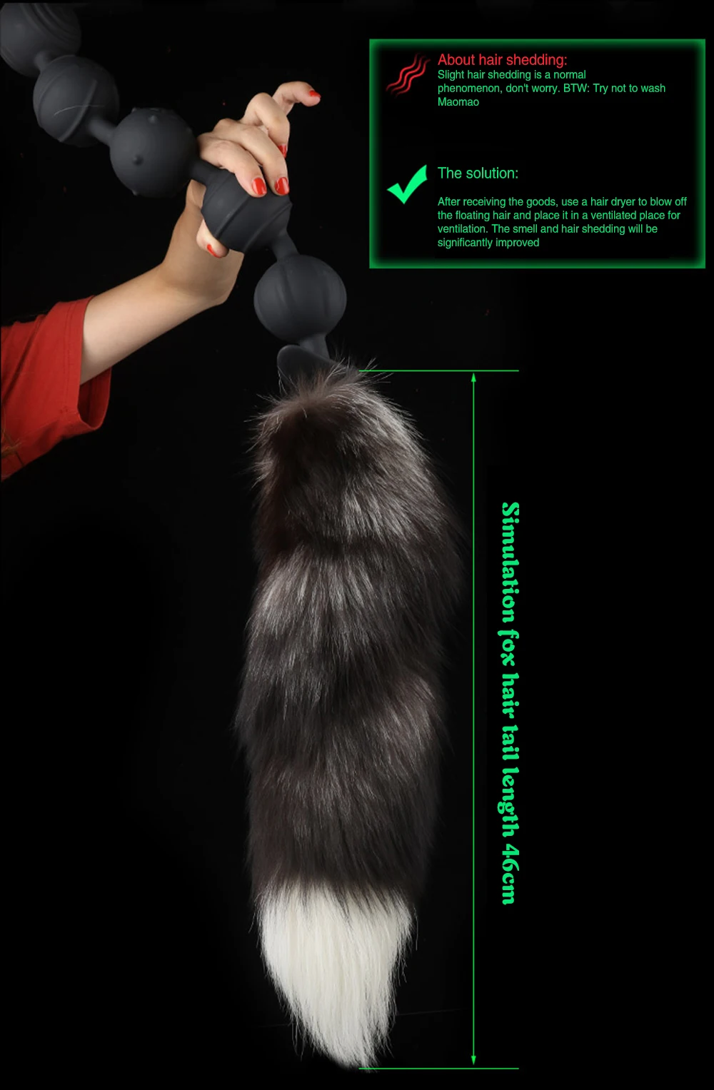 Dilatatore a sfera in silicone morbido anale per donne Coda di volpe Perline ano super lunghe Coda anale Gioco di ruolo Plug anale Mas_voghion.com