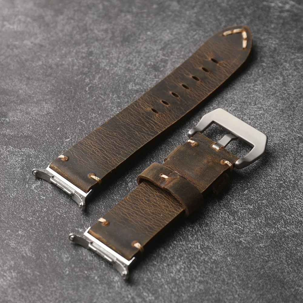 Premium Handmade Brown Vintage Leather Strap for Men, 47MM Cowhide Bracelet Design
