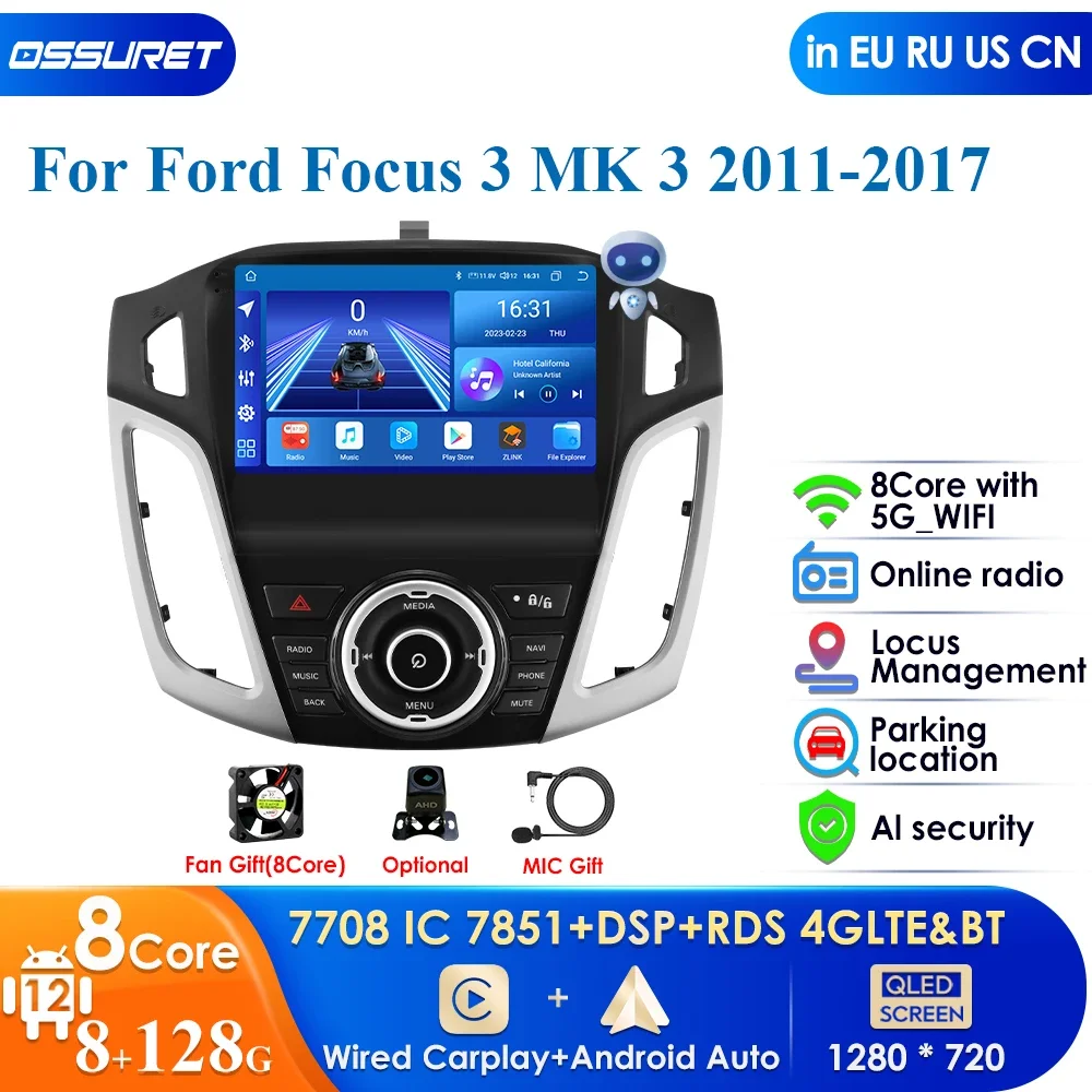 2Din Android Car Radio Lettore Video Multimediale Per Ford Focus 3 Mk 3 2011 - 2019 Gps Navi Head Unit Carplay Autoradio 4G Wifi Pc