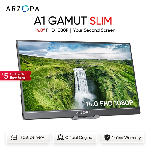 ARZOPA écran pc lcd IPS 14 pouces moniteur Portable 1080p compatible avec  HDMI USB Type C pour Smartphone, xbox, switch, ps5/4 - AliExpress