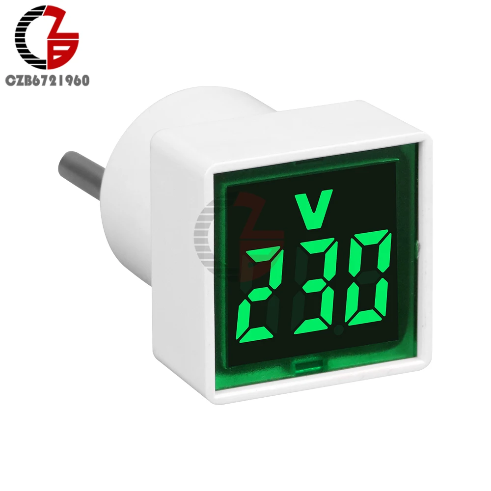 Digital LED Voltmeter with EU Plug for AC Voltage Measurement