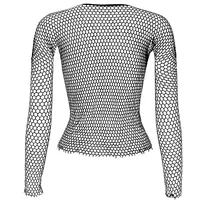Women Fishnet Mesh Tops 6 Colors Sexy See Through T-Shirt  Skinny Goth Hollow Out Long Sleeve Shirts Crop Top Shirt Streetwear 2