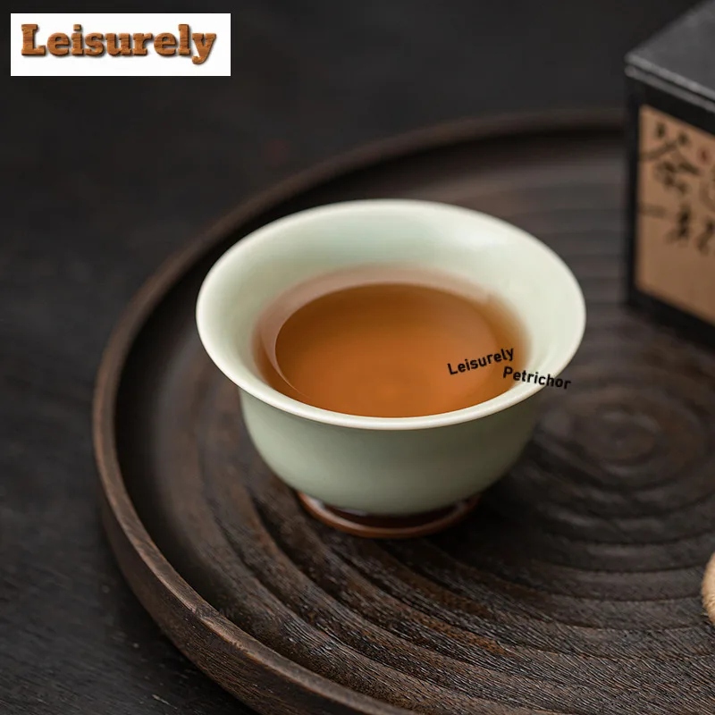 100ML Hand-pulled Ru Kiln Teacup Luxury Tea Bowl Cup for Tea Tea-tasting Fragrance Cup Chazhan Master Cups Teaware Accessories