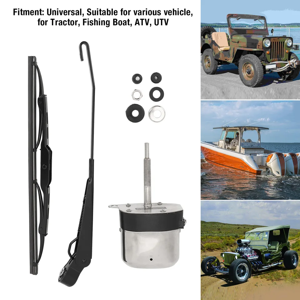 WOOXGEHM Windshield Wiper Kit, 12V 105Â° Rotating Windshield