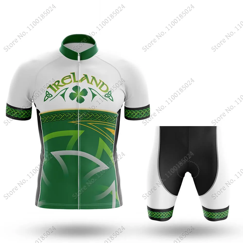 Ireland National Cycling Jersey Set Irish Summer Bicycle Clothing Road Bike Shirts Suit Bicycle Bib Shorts MTB Ropa Maillot