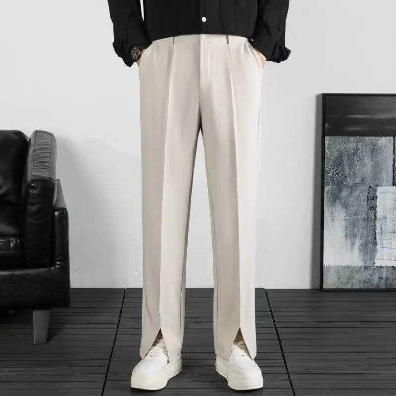 Spring and Autumn Mens Designer Clothes Men's Social Pants Summer Man Dress Pants Costumes Cropped Trousers Korean Fashion Men