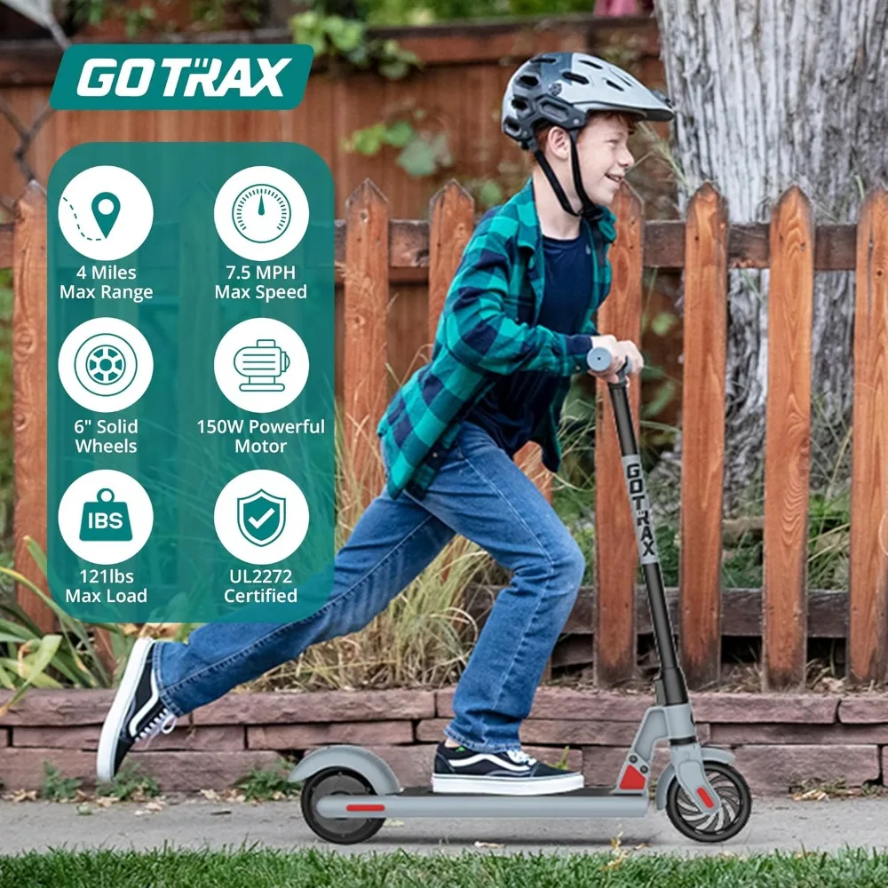 Series Electric Scooter for Kid, 6" Solid Wheels, Max 4/10 Miles and 7.5/9.4 Mph Speed Power by 150W Motor