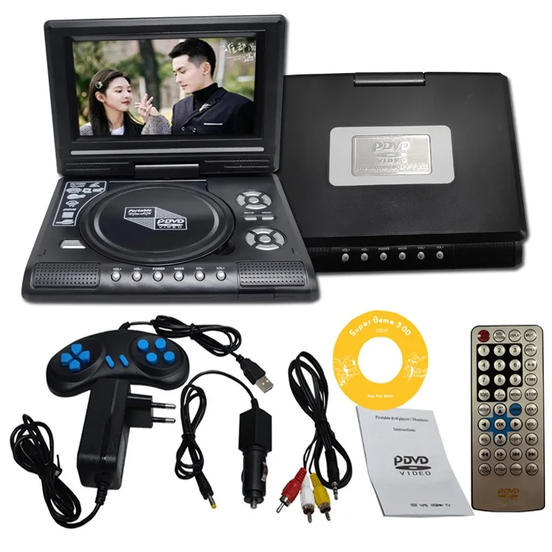 7.8 Inch Portable Home Car DVD Player VCD CD Game TV Player USB Radio Adapter Support FM Radio Receiving-EU Plug dvd player cd player