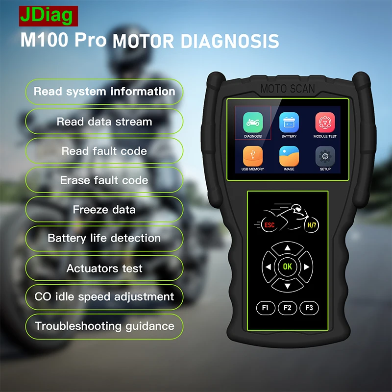 

JDiag M100 Pro Motorcycle OBD OBD2 Scanner Diagnostic Tool Motorbike ODB2 Moto Scan Code Reader For KTM/Honda/Yamaha/Kawasaki/BM