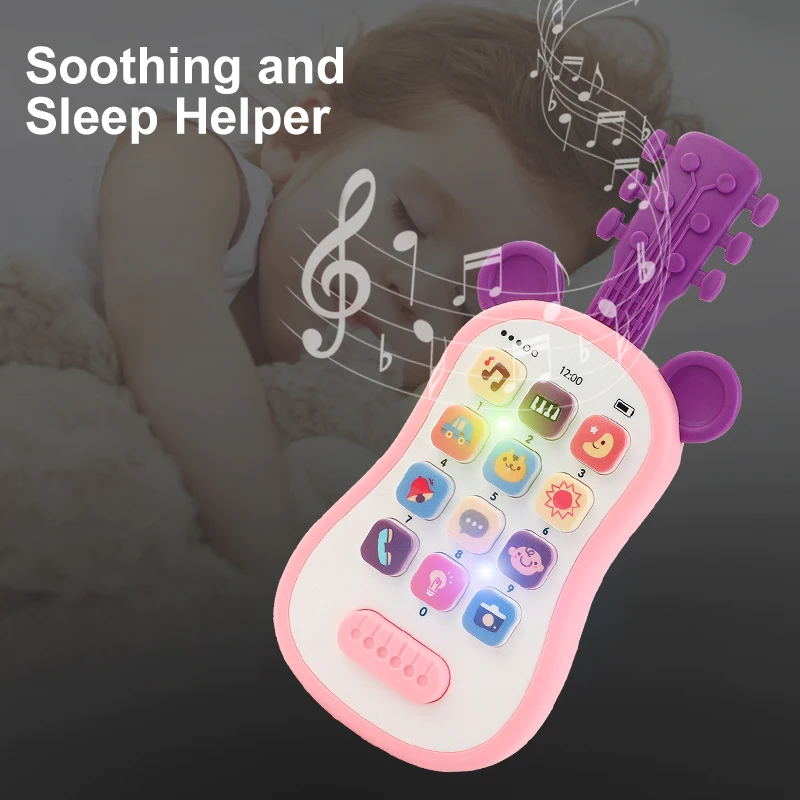 Giocattoli Telefonici a Forma di Chitarra per Bambini, Telefoni Musicali con Suoni, Giocattoli per il Sonno, Telefoni Analogici per Bambini, Giocattoli Educativi per la Prima Infanzia, Regali per Bambini - immagine 6