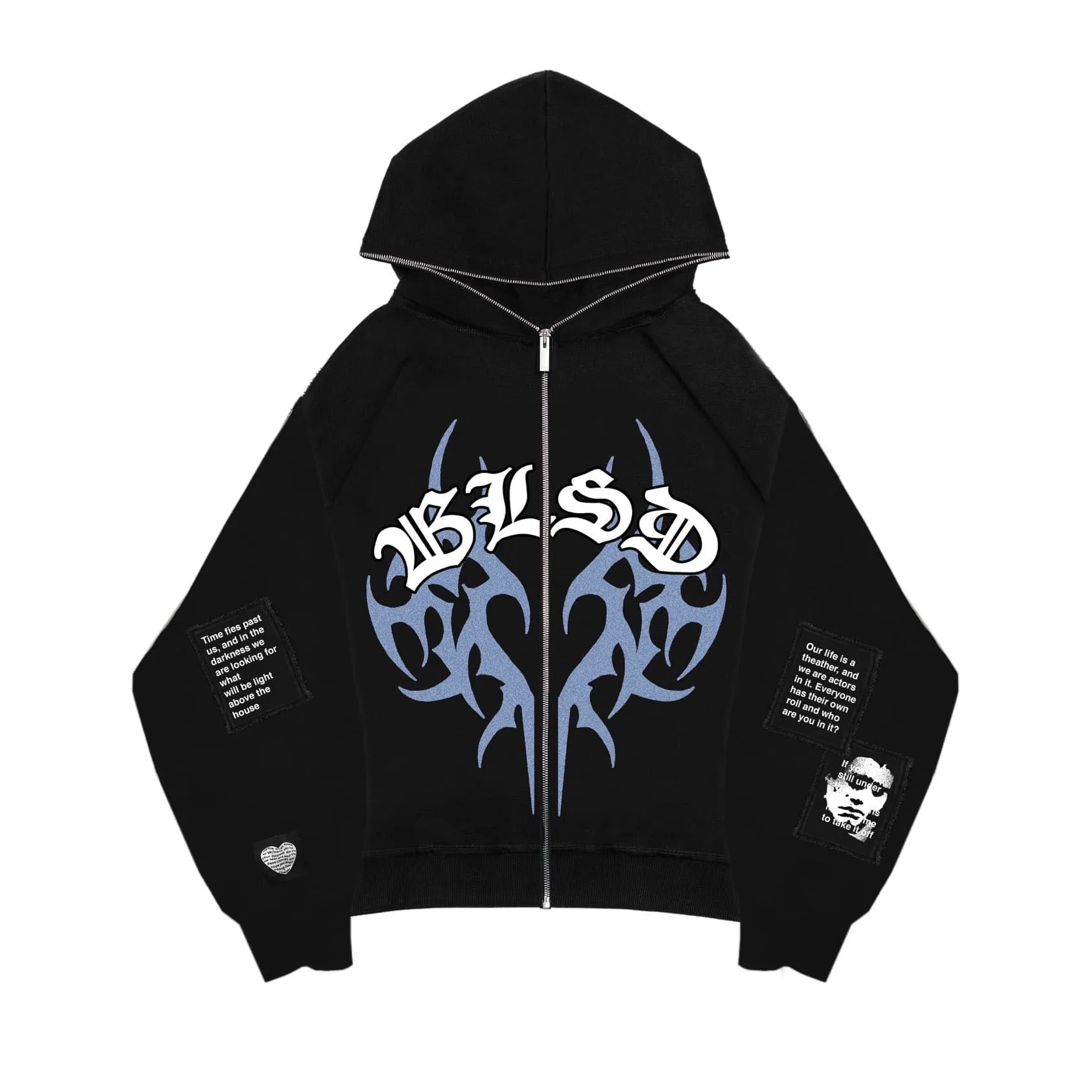 

Women Men Sweatshirt Harajuku High Street Y2k Zipper Clothes Hoodie Loose Hip Hop Gothic Couple Jacket Tops Printed Zip Hoodies