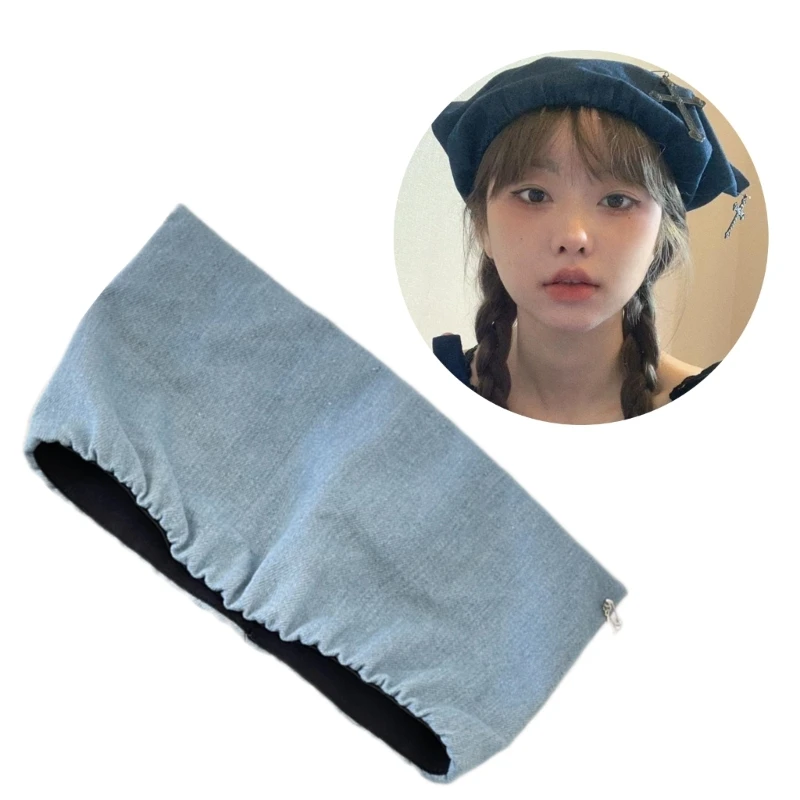 

Y2K Girls Elastic Cross Pendant Cat Ear Beanie Cap Korean Women Subculture Painter Hat for Street Photography Club Daily Wear