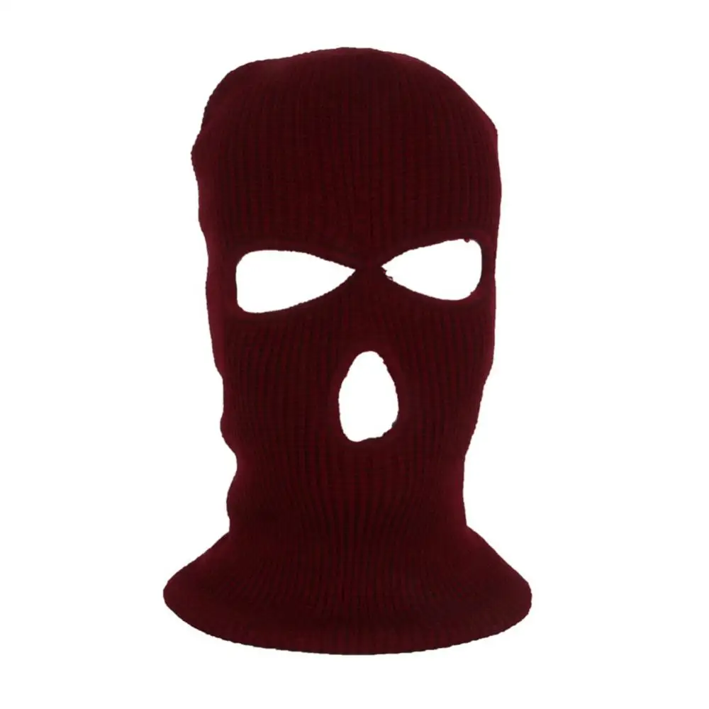Winter Motorcycle Windproof Full Face Knit Hats Ski Mask Men Warm Wool Balaclava embroidery Winter hats Knitted 3 Holes Ski Mask