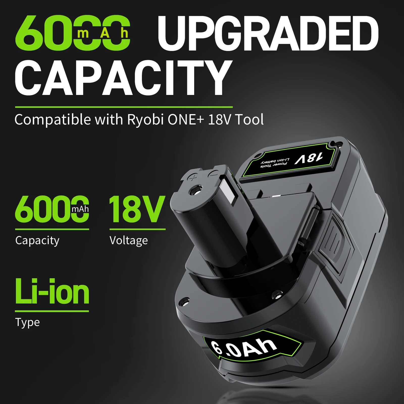 For Ryobi 18V Cordless Tool Battery RB18L25 P107 P108 P109 P102