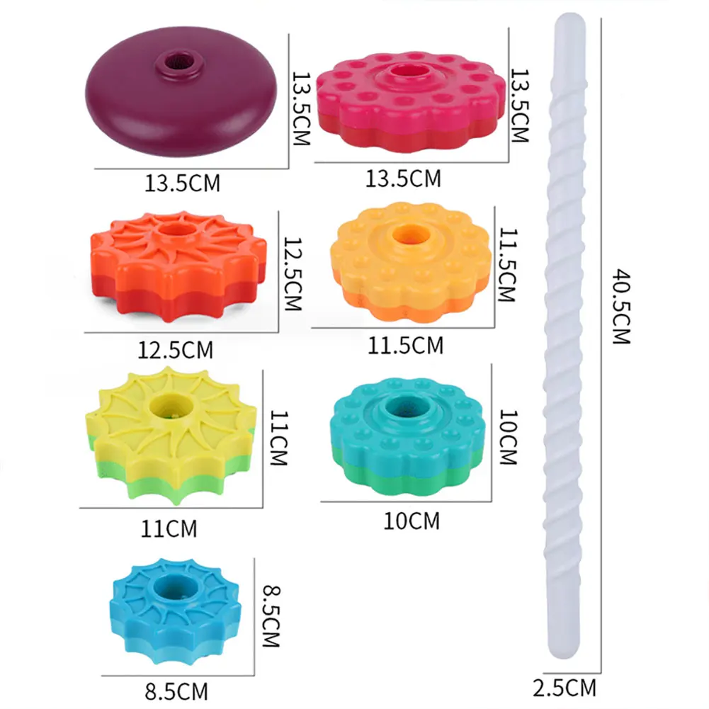 Gears Stacking Rings Toy Eco-Friendly Brain Development Toys Smooth Spining Tower Building Blocks Safe for Kids Holiday Toys