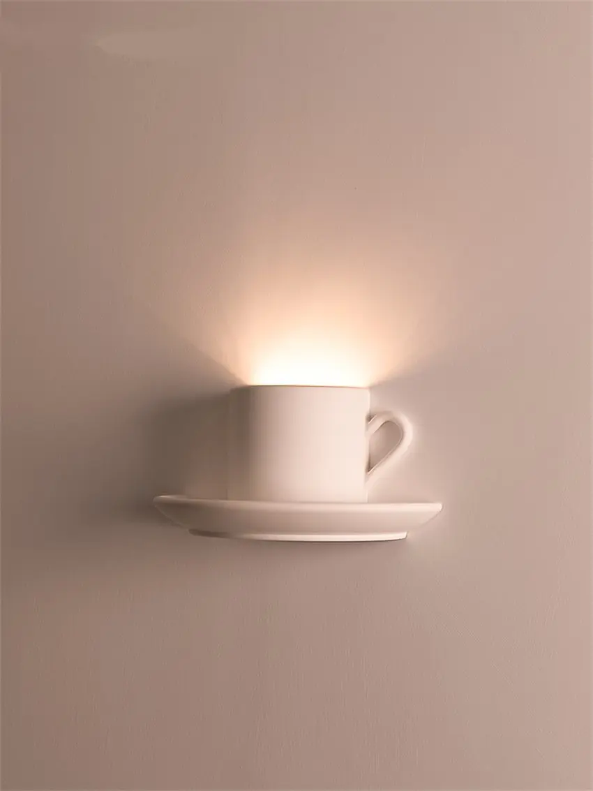 

Nordic creative plaster cup wall lamps modern living room study bedroom villa background wall dining room wall sconces lights