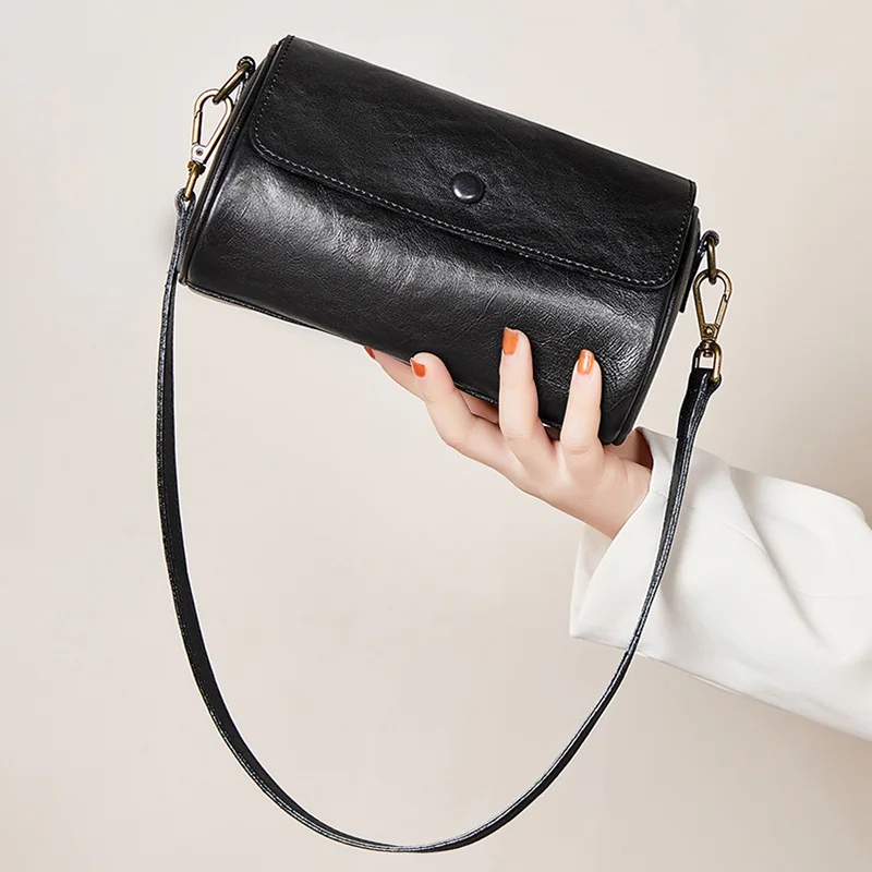 Trendy Designer Genuine Leather Vintage Pillow Bags for Women Luxury Ladies Casual Shoulder Crossbody Bag Cow Leather Bag S5511