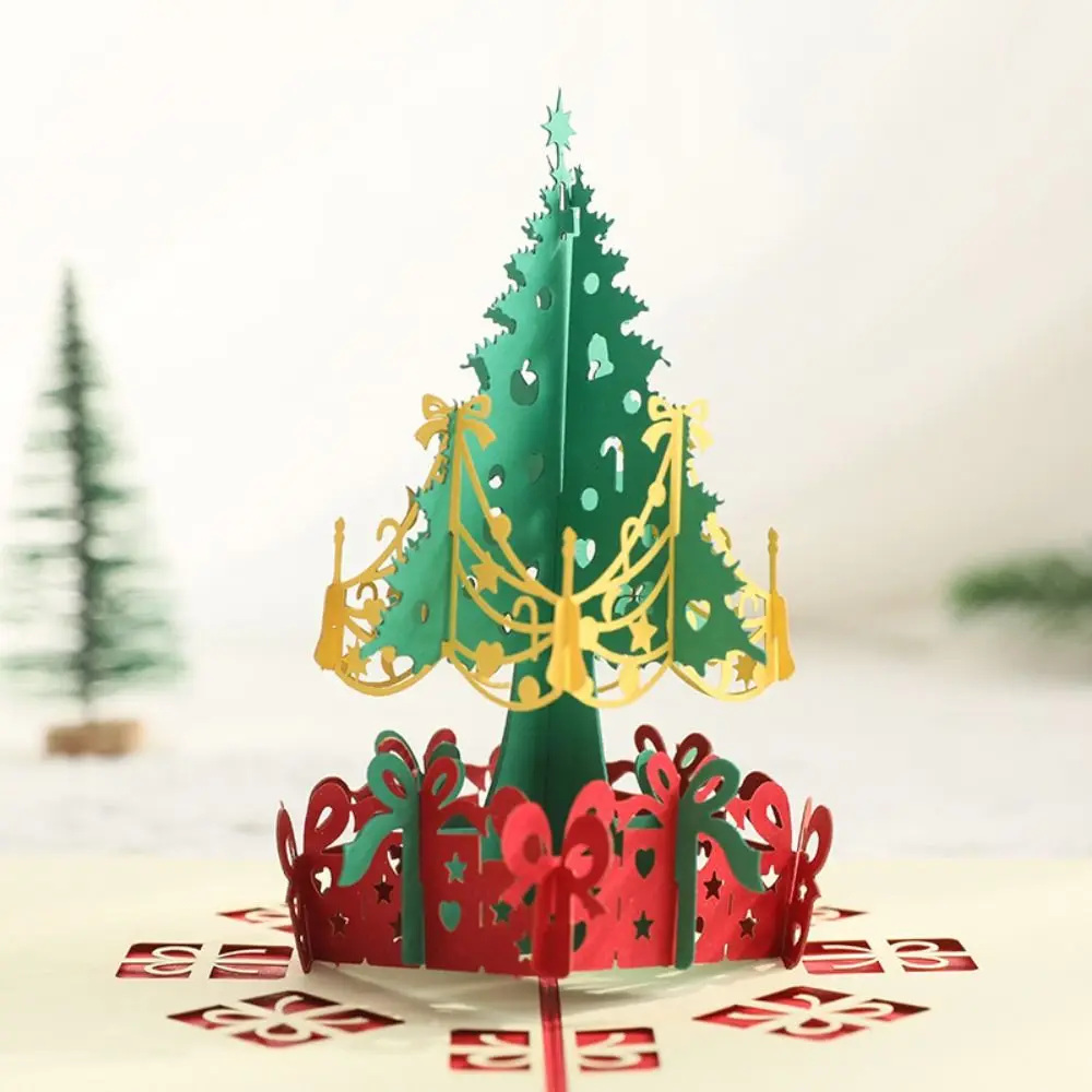 3D Pop UP Christmas Tree Cards Party Invitations Gifts New Year Greeting Card Anniversary Gifts Postcard