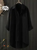 Elegant and Youth Woman Blouses Casual Home Cotton Linen Large Size Single Breasted Commuting Style Long Sleeved Shirt - Image 5