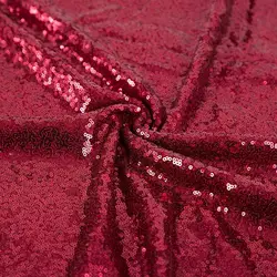 Sparkling Sequin Embroidered Mesh Fabric for Elegant Decor & Fashion (Wine red)