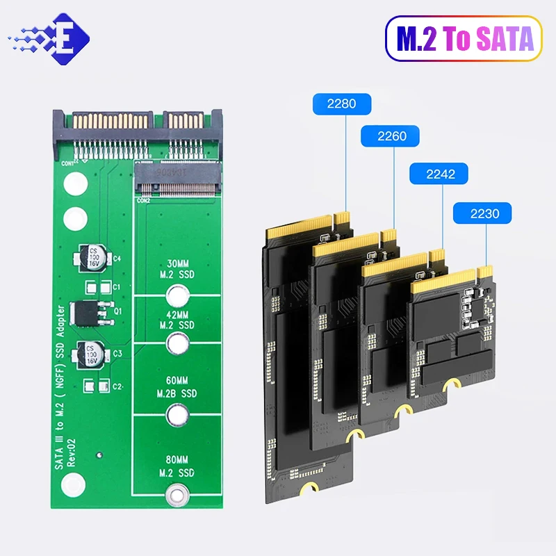 M2 Sata Adapter M2 A Sata Adapter Convertitore Da M.2 A Sata 2.5 "Sata3.0 6Gbps Riser Board B Key Support 2230 2242 2260 2280 M2 Ssd