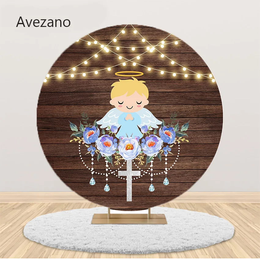 

Avezano эластичный чехол для фона для Первого Святого Причастия мальчика крестин круглый фон для фотосъемки для детей реквизит для фотостудии